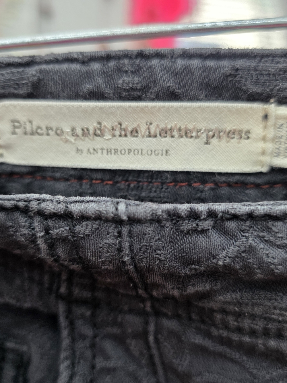 Pilcro and the Letterpress Anthropologie Ankle Charcoal Gray Floral Pants 27 - Picture 2 of 8